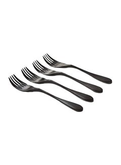 Buy 4-Piece Stainless Steel Fork Set Black in UAE