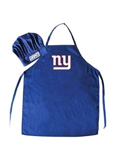 Buy 2-Piece New York Giants NFL Sports Team Logo Printed Chef Hat And Apron Set Blue/White One Size in Egypt