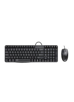 Buy Wired Optical Mouse And Keyboard Combo Set Black in UAE