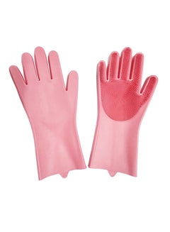 Buy Pair Of Dishwashing Silicone Gloves Coral Pink in Egypt