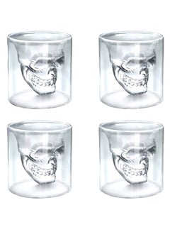 اشتري 4-Piece Double Wall Crystal Skull Tea Cup Clear 75ml في الامارات