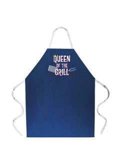 Buy Queen Of The Grill Printed Apron Blue 18x13x0.5inch in Egypt