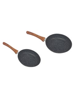 Buy 2-Piece Fry Pan Set Black/Brown 24/26cm in Saudi Arabia