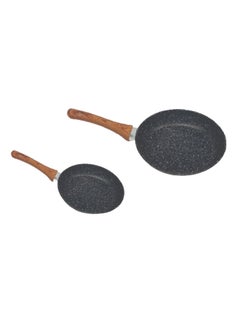 Buy 2-Piece Fry Pan Set Black/Brown 22/28centimeter in Saudi Arabia