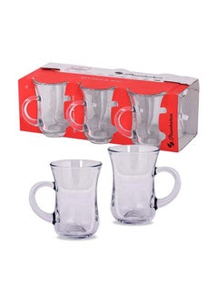 Buy 6-Piece Turkish Glass Tea Cup Set Clear in Saudi Arabia