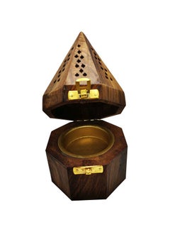 Buy Pyramid Shape Wooden Incense Burner Brown 19x10centimeter in UAE