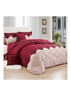 Buy 4-Piece Comforter Set Polyester Red/Beige in Saudi Arabia