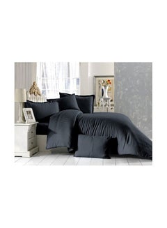 Buy 4-Piece Cotton Duvet Set Fabric Black in UAE