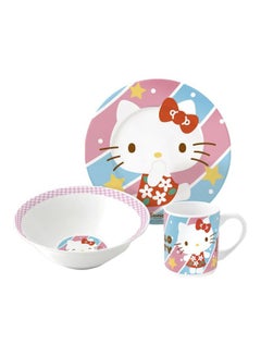 Buy Pack Of 3 Hello Kitty Printed Dinnerware Set Pink/Blue/White in UAE