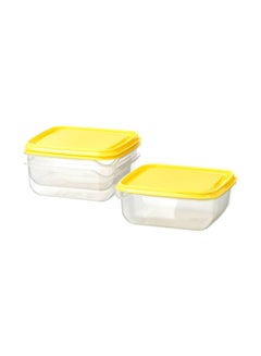 Buy 3-Piece Plastic Food Container Yellow/Clear 0.6Liters in Egypt