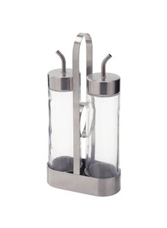 Buy 3-Piece Glass Oil And Vinegar Sprayer Set Clear/Silver 12cm in Egypt