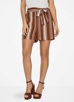 Buy Vertical Striped Shorts Brown/White in UAE