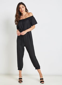 Buy Off Shoulder Jumpsuit Black in UAE