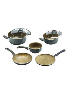 Buy 7-Piece Non-stick Cooking Set Green in Saudi Arabia