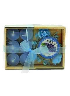 Buy 6 Blueberry Scented Tealight Candles With Holder Set Blue in UAE