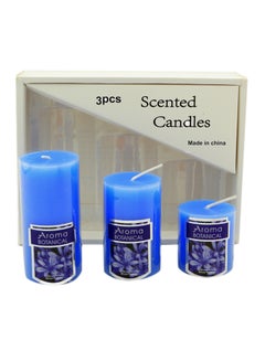 Buy 3-Piece Scented Candles Blue 16.5x12.5centimeter in UAE