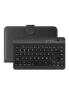 Buy Portable PU Leather Wireless Keyboard With Protective Case Cover Black in Saudi Arabia