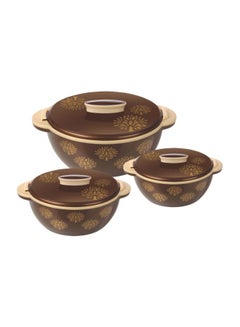 اشتري 3-Piece Casserole Set Brown/Beige في السعودية