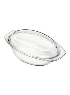 Buy Glass Casserole With Lid Clear 2.4Liters in Saudi Arabia
