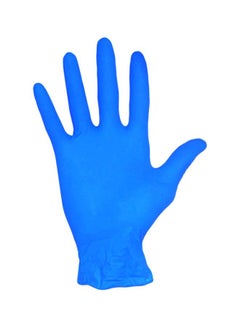 Buy 100-Piece Disposable Nitrile Rubber Gloves Blue S in UAE