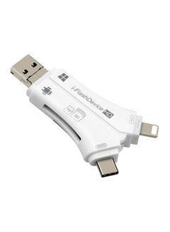 Buy 4-In-1 Universal Card Reader For Apple iPhone Pro 11 Max/5/6/7/8/iPad/MacBook/Android Camera White in Saudi Arabia