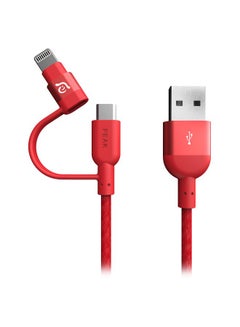 Buy Peak II Duo 20B Lightning And Micro USB Cable Red in UAE