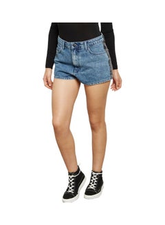 Buy Colourblock Denim Shorts 01-DENIM/BLACK in Saudi Arabia