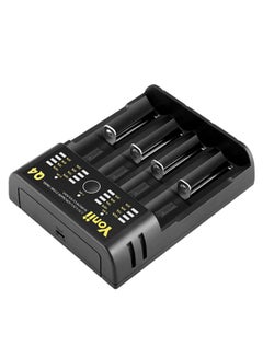 Buy 4-Slot Q4 Portable Household Battery Charger Black/Silver in Saudi Arabia