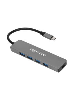 Buy 5-In-1 Type-C To USB 3.0 Charging Hub Grey in Saudi Arabia