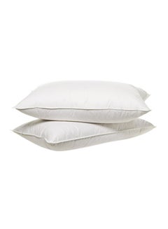 Buy 2-Piece Double Cord Pillow Fabric White 50x70centimeter in UAE