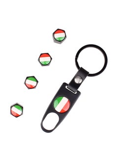 Buy 5-Piece Italy Flag Pattern Car Tire Valve Cap With Key Ring in Saudi Arabia