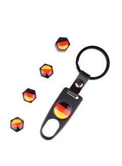 Buy 5-Piece Germany Flag Pattern Car Tire Valve Cap With Key Ring in Saudi Arabia