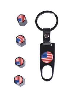 Buy 4-Piece USA Flag Pattern Car Tire Valve Cap With Key Ring in Saudi Arabia