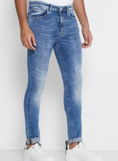 Buy Light Wash Skinny Fit Jeans Blue in Saudi Arabia