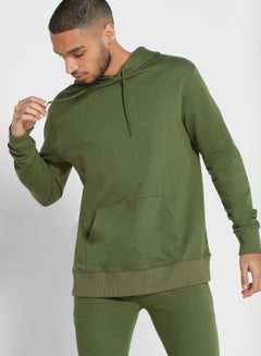 Buy Classic Design Long Sleeve Hoodie Khaki in UAE