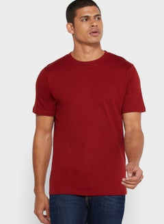 Buy Classic Design Short Sleeve T-Shirt Burgundy in Saudi Arabia