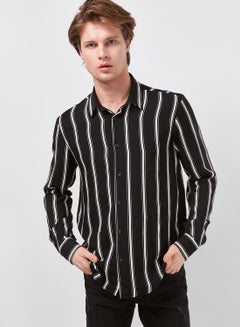 Buy Striped Regular Fit Shirt Black/White in Saudi Arabia