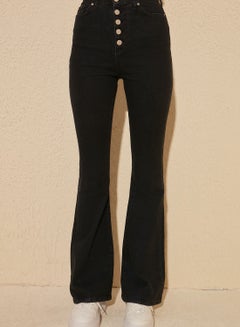 Buy High Waist Flared Jeans Black in UAE