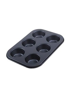 Buy 6-Cup Carbon Steel Muffin Tray Black 26centimeter in UAE