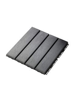 Buy 9-Piece Polypropylene Plastic Outdoor Floor Tiles Set Dark Grey in Saudi Arabia