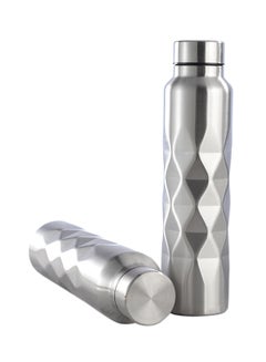 Buy 2-Piece Single-Wall Water Bottle Set Silver in UAE