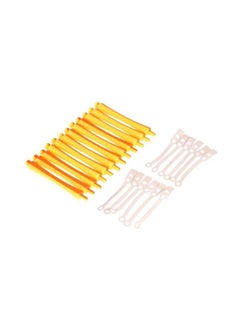 Buy 12-Piece Hair Roller With Rubber Band Yellow/White in UAE