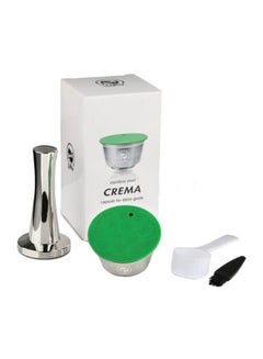 Buy 4-Piece Stainless Steel Refillable Coffee Capsule With Filter Set Silver/Green 3.67x2.69centimeter in Saudi Arabia