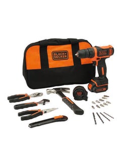 Buy Cordless Drill Driver With Battery (1.5Ah Li-Ion), 20-Pieces Hand Tools Set And Bag 10.8V BDCDD12HTSA-B5 Orange/Black 10mm in UAE