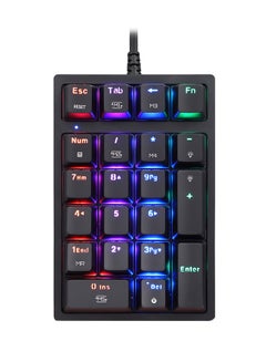اشتري لوحة مفاتيح سلكية ميكانيكية للأرقام بمنفذ USB مزودة بـ 21 مفتاح مع 13 تأثير إضاءة متعدد الألوان RGB أسود في السعودية