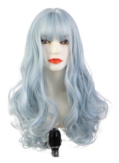 Buy Long Natural Wavy Cosplay Hair Wig Light Blue 22inch in UAE