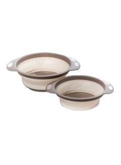 Buy 2-Piece Collapsible Colander Strainer Brown 25x3x20centimeter in Saudi Arabia