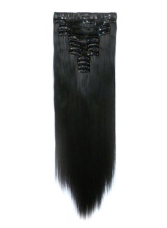 Buy 12-Piece Fashionable Straight Long Hair Wig Set With Pin 01 Black One Size in UAE