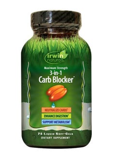 Buy 3-In-1 Carb Blocker Maximum Strength - 75 Liquid Softgels in UAE