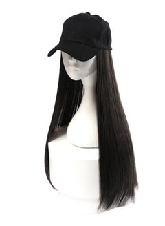 اشتري شعر مستعار طويل مفرود مع قبعة أسود 24بوصة في الامارات